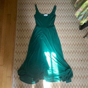 Reformation hunter green jersey fit & flare dress, size XS